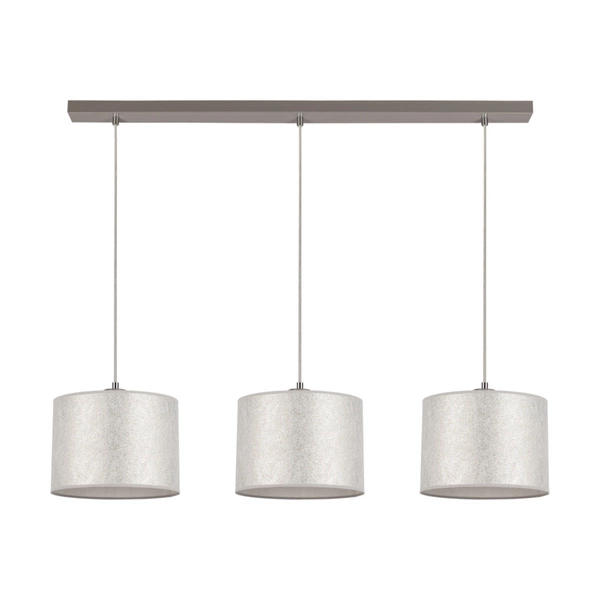 Prata Pendant Lamp 3xE27 Max.40W Gray Metal/Transparent PVC Cable/Silver Fabric Shade 957280347