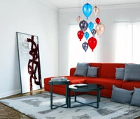 Balonowa lampa wisząca w zestawie 9xG4 Max.20W Chromowany metal/Wielokolorowe szkło 1791215