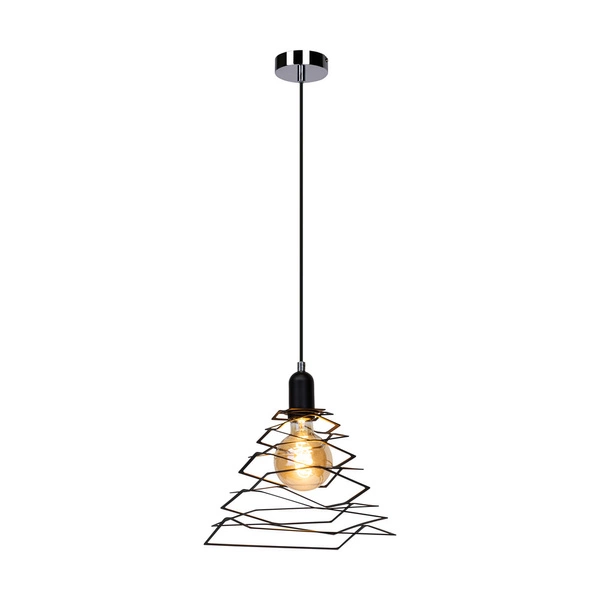 Komet Pendant Lamp 1xE27 Max.60W Chrome Metal/Black Metal/Black PVC Cable 1855104