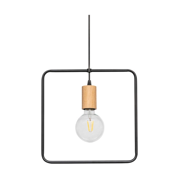 Drewniana lampa wisząca Carsten 1xE27 Max.60W Dąb olejowany/Czarny metal/Czarny kabel z tkaniny 1651174