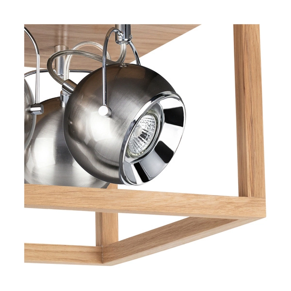 Roy Ceiling Lamp Incl.4xLED GU10 5W Oiled Oak/Satin Metal 5227474