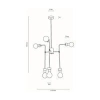 Lampa Sufitowa Montix 6xE27 Maks. 40W Dąb Olejowany/Czarny Metal 9244674