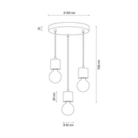 Trongo Round Pendant Lamp 3xE27 Max.60W Oiled Oak/Anthracite Fabric Cable 7061374R