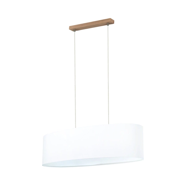 Dove Pendant Lamp 2xE27 Max.40W Oiled Oak/Transparent PVC Cable/White Fabric Shade 17380274