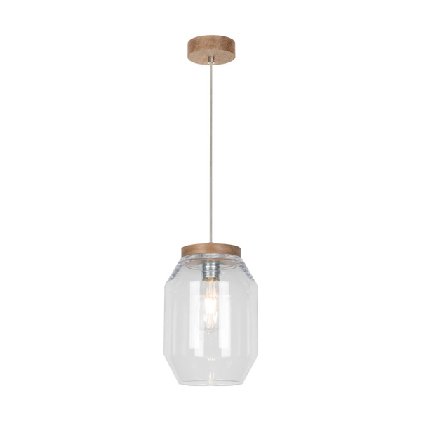 Vaso Pendant Lamp 1xE27 Max.60W Oiled Oak/Transparent PVC Cable/Transparent Glass 169110174