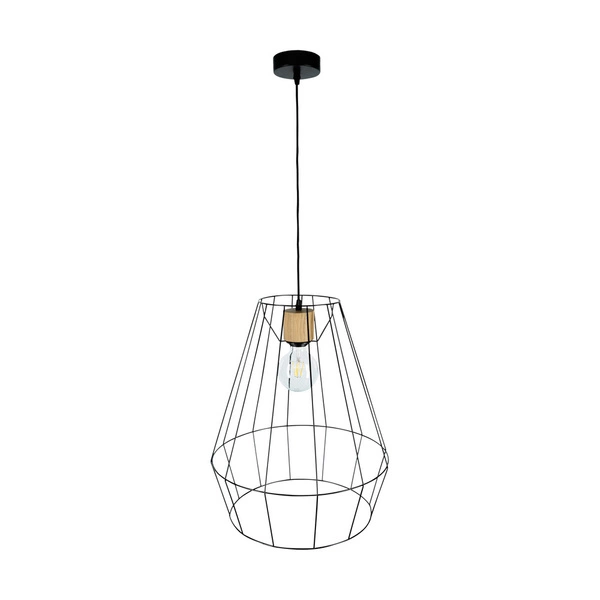 Endorfina Pendant Lamp 1xE27 Max.60W Oiled Oak/Black Metal/Black Fabric Cable