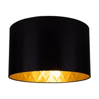 Lampshade Cylinder E27 H30 Black Fabric with gold foil A0740