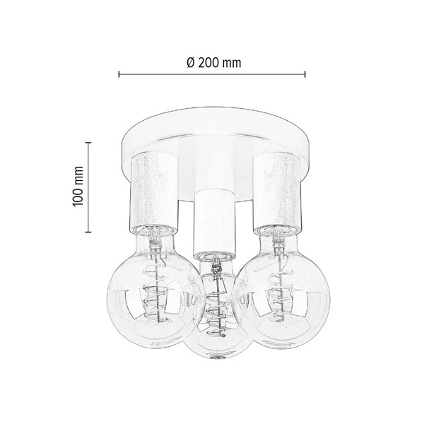 Lampa Sufitowa Notri 3xE27 Max.15W LED Drewno Brzozowe/Czarny Metal 4036018200000