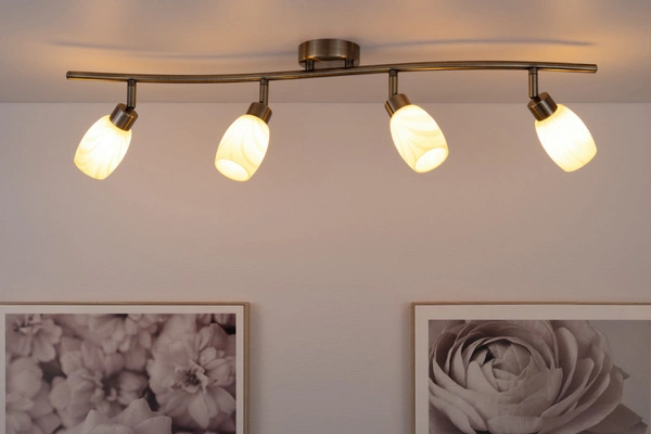 Clea Ceiling Lamp Incl. 4xG9 Max.28W Patina Metal/Ecru Glass 2213411