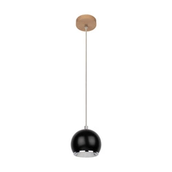 Ball Wood Pendant Lamp Incl. 1xLED GU10 5W Oiled Oak/Black Metal 5143174