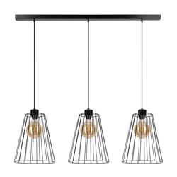 Swan Pendant Lamp 3xE27 Max.60W Black Metal/Black PVC Cable 19349304