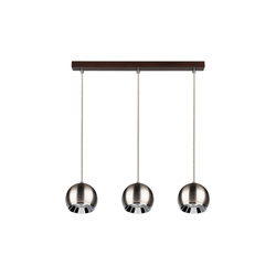 Ball Wood Pendant Lamp Incl. 3xLED GU10 5W Walnut Beech Wood/Satin Metal