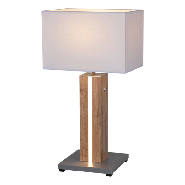 Flame Table Lamp 1xE27 Max.40W, 1xLED 12V Integrated 4.6W Gray/Oak veneer/White with Touch Dimmer 820119187
