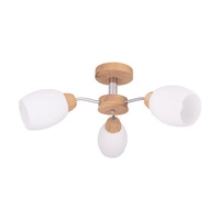 Parma Wood Ceiling Lamp 3xE27 Max.60W Oiled Oak/Chrome Metal/White Glass 8320374