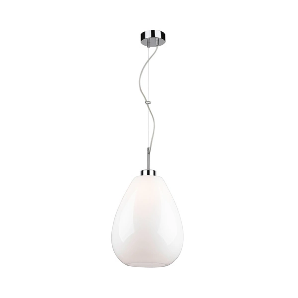 Piro Pendant Lamp 1xE27 Max.60W Chrome Metal/Transparent PVC Cable/White Glass 9824028