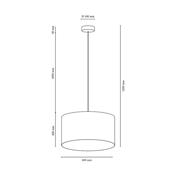 Lampa Wisząca Asseto 1xE27 Max.60W Dąb Olejowany/Kremowy Kabel/Beżowy Klosz Tkaninowy 3571774