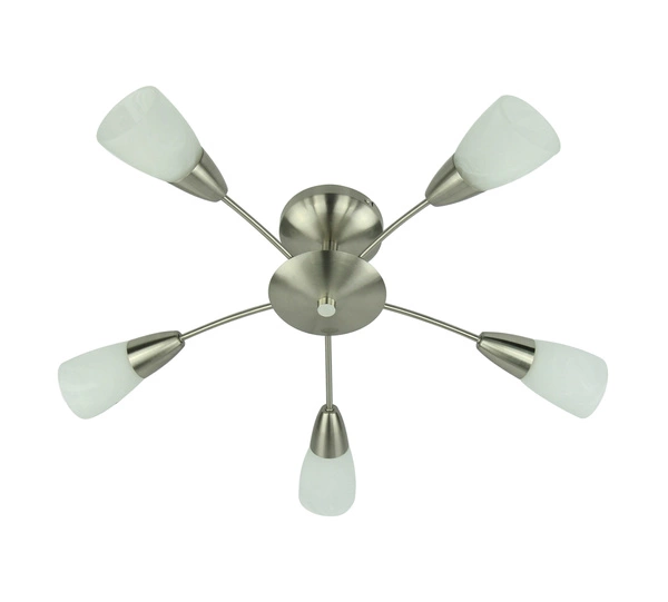 Oriana Ceiling Lamp 5xE14 Max.40W Satin Metal/White Glass 9031527