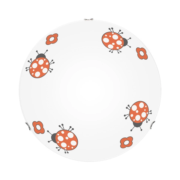 Fly Ceiling Lamp 2xE27 Max.60W Chrome Metal/White Glass with Ladybug Pattern 4554002