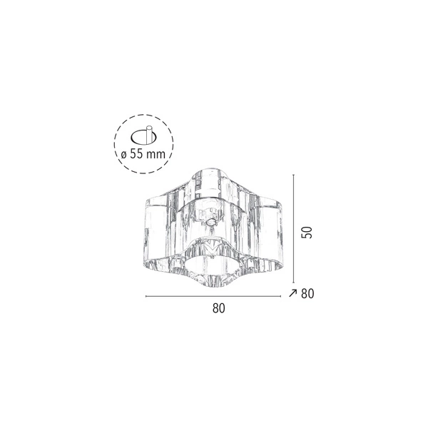Cristaldream Set of Downlights Incl.3xG4 LED 2,3W with power adapter Chrome Metal/Transparent Glass 51223201