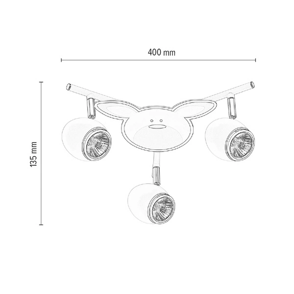 Rubby Ceiling Lamp 3xGU10 Max.50W White Metal/Chrome Metal/Multicolor Synthetic Material with Rabbit Pattern 2107302