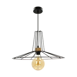 Ferro Pendant Lamp 1xE27 Max.60W Oiled Oak/Black Metal/Black PVC Cable 1010421231020