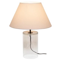 Lampa stołowa Dove 1xE27 maks. 40W przezroczyste szkło/czarny kabel z tkaniny/biały klosz z tkaniny 779129110