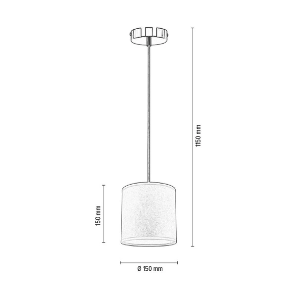 Prata Pendant Lamp 1xE27 Max.25W Gray Metal/Transparent PVC Cable/Silver Fabric Shade 957280127