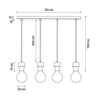 Lampa wisząca Clarte 4xE27 maks. 60W Dąb olejowany/Czarny metal/Czarny kabel z tkaniny 3271404