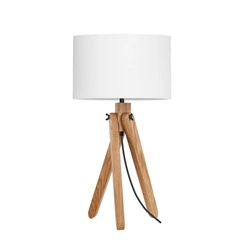 Rune Table Lamp 1xE27 Max.40W Oiled Oak/Black PVC Cable/White Fabric Shade 7017407811285