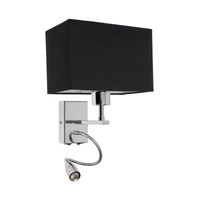 Relax Wall Lamp 1xE27 Max.25W Incl. 1xLED Integrated 110lm 4000K 2,5W Chrome Metal/Black Fabric Shade 5732128