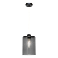 Zefir Lampa Wisząca 1xE27 Max.60W Czarny/Transparentny PVC/Szkło Dymione 112870104