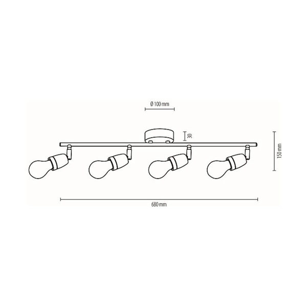 Porcia Ceiling Lamp 4xE27 Max.25W Black Metal/Gold Metal/Black Ceramics 8127404