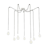 Lampa Wisząca Porcia 7xE27 Max.60W Biały Metal/Biała Ceramika/Antracytowy Kabel Tkaninowy 3181702