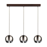 Lampa wisząca z drewna Ball w zestawie 3xLED GU10 5W Drewno bukowe w kolorze orzecha/metal satynowy 5141376