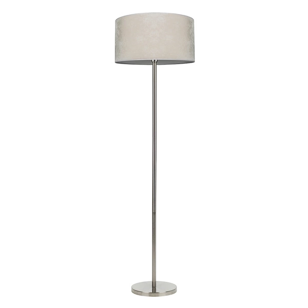 Lampa podłogowa Velvetta 1xE27 Max.60W Satin Metal/Przezroczysty Kabel PCV/Kremowy Aksamitny Klosz 6636027