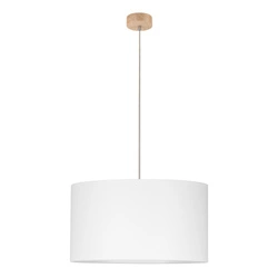 Dove Pendant Lamp 1xE27 Max.60W Oiled Oak/Transparent PVC Cable/White Fabric Shade 16380174