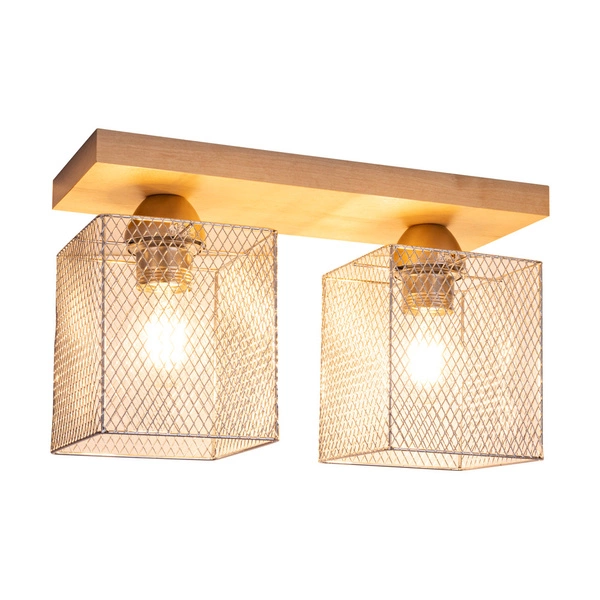 Norman Wood Ceiling Lamp 2xE27 Max.25W Birch Wood/Chrome Metal 8175260