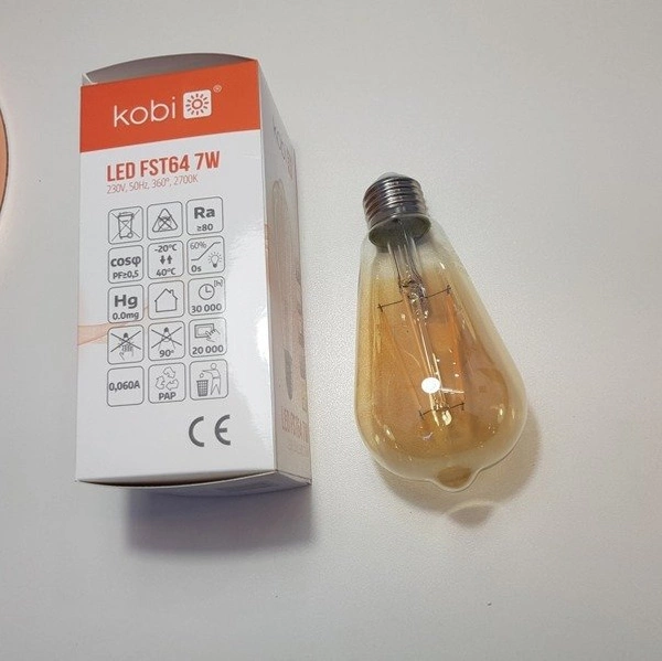 FILAMENT LED bulb E27 7W warm 2700K teardrop ST64