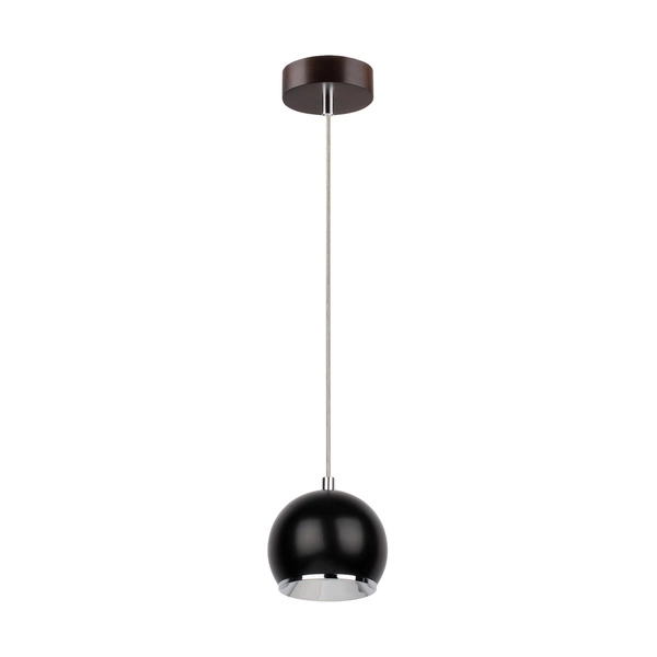 Lampa wisząca z drewna Ball w zestawie 1xLED GU10 5W Drewno bukowe z orzecha włoskiego/Czarny metal 5143176