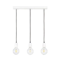 Lampa Wisząca Porcia 3xE27 Max.60W Biały Metal/Biała Ceramika/Antracytowy Kabel Tkaninowy 9181302