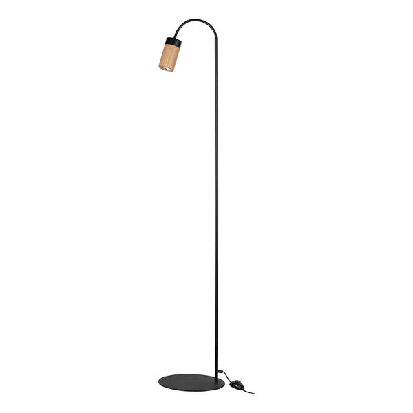 Annick Floor Lamp Incl. 1xLED GU10 5W Oiled Oak/Black Metal/Black Fabric Cable 8419104