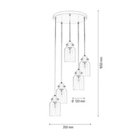 Alessandro Pendant Lamp 5xE27 Max.60W White Metal/Transparent PVC Cable/Transparent Glass 1760502
