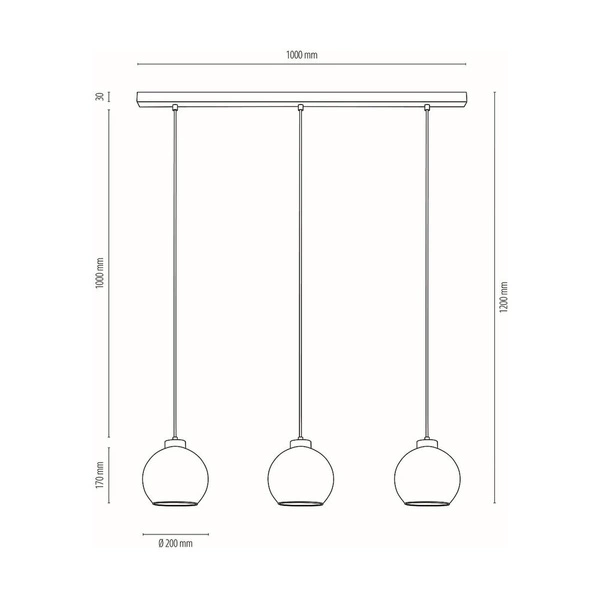 Laguna Pendant Lamp 3xE27 Max.60W Black/Transparent PVC/Smoked Glass 18610304