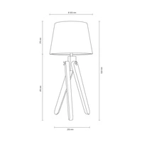 Lampa stołowa Rune 1xE27 Max.40W Dąb Olejowany/Przezroczysty Kabel PCV/Klosz z Czarnej Tkaniny 6315074