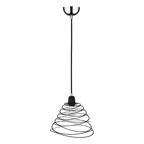 Komet Pendant Lamp 1xE27 Max.60W Chrome Metal/Black Metal/Black PVC Cable