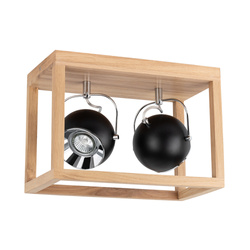 Roy Ceiling Lamp Incl.2xLED GU10 5W Oiled Oak/Black Metal