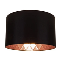 Lampshade Cylinder E27 H30 Black Fabric with copper foil A0742
