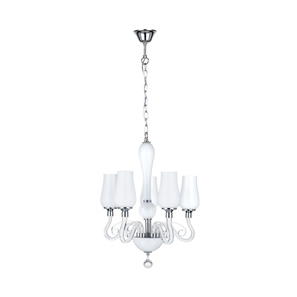 Lutecja Chandelier 5xE14 Max.40W White/Transparent/Chrome