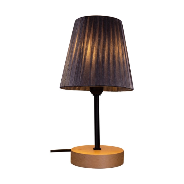 Mila Wood Table Lamp 1xE14 Max.25W Birch Wood/Black Metal/Black PVC Cable/Silver Shade 7771960