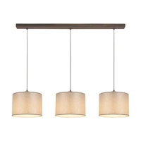 Lampa Wisząca Prata 3xE27 Max.40W Szary Metal/Przezroczysty Kabel PCV/Srebrny Klosz Tkaniny 957280347